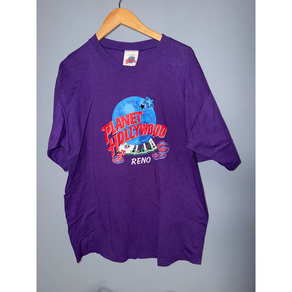 Vintage Planet Hollywood Reno Purple Casino Graphic‎ T-Shirt Made in USA Large